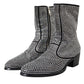 Black Rhinestone Crystal Chelsea Boots Shoes