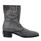 Black Rhinestone Crystal Chelsea Boots Shoes