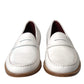 White Leather Slip On Mocassin Loafers Shoes