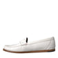 White Leather Slip On Mocassin Loafers Shoes