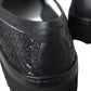 Black Woven Buffalo Leather Men Loafers Shoes