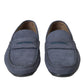 Blue Calf Leather Slip On Moccasin Shoes