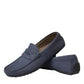 Blue Calf Leather Slip On Moccasin Shoes