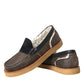 Brown Black Fur Leather Loafers Men Shoes