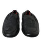 Black Logo Embroidered Leather Loafer Men Dress Shoes