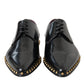 Black Leather Gold Studded Derby Dress Shoes