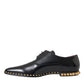 Black Leather Gold Studded Derby Dress Shoes