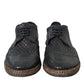 Black Woven Goat Leather Lace Up Derby Shoes