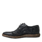 Black Woven Goat Leather Lace Up Derby Shoes