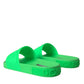 Green Leather Slides Sandals Beachwear Shoes