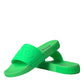 Green Leather Slides Sandals Beachwear Shoes