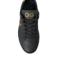 Black Leather Heart Embellished Sneakers Shoes