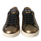 Gold Black Portofino Calf Leather Sneakers Shoes