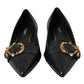 Black Devotion Leather Pointy Flats Shoes