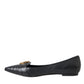 Black Devotion Leather Pointy Flats Shoes