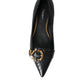 Black Devotion Leather Pointy Flats Shoes