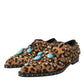 Brown Leopard Hair Crystal Dress Broque Shoes