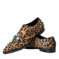 Brown Leopard Hair Crystal Dress Broque Shoes