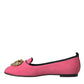 Pink Velvet Slip On Loafers Flats Shoes