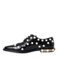 Black Leather Faux Pearl Dress Broque Shoes