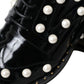 Black Leather Faux Pearl Dress Broque Shoes