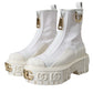 White Leather Rubber Logo Ankle Boots Shoes