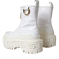 White Leather Rubber Logo Ankle Boots Shoes