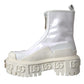 White Leather Rubber Logo Ankle Boots Shoes