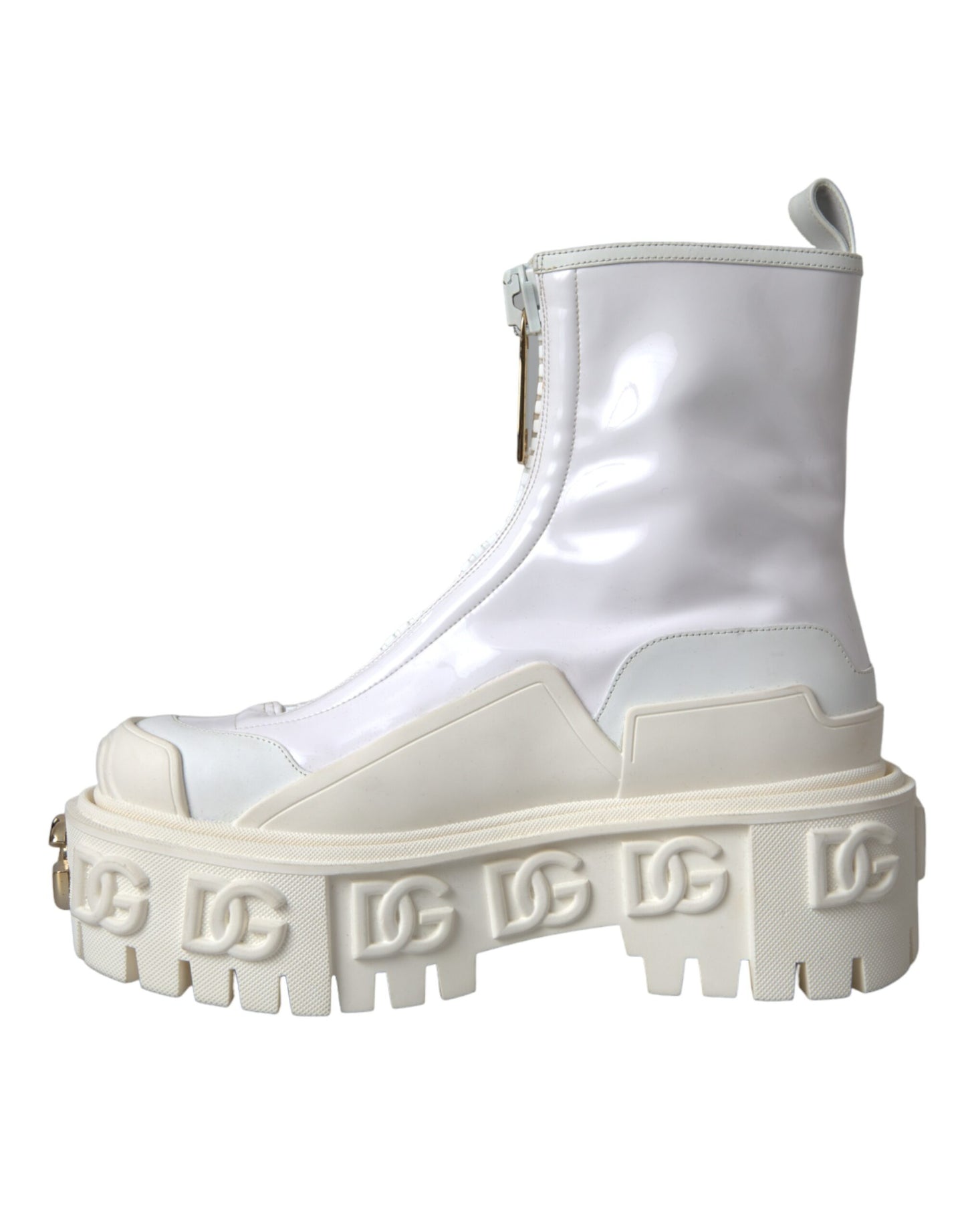 White Leather Rubber Logo Ankle Boots Shoes