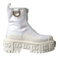 White Leather Rubber Logo Ankle Boots Shoes