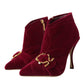 Dark Red Velvet Devotion Buckle Boots Shoes