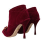 Dark Red Velvet Devotion Buckle Boots Shoes