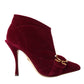 Dark Red Velvet Devotion Buckle Boots Shoes