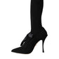 Black Stiletto Heels Mid Calf Boots Shoes