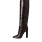 Brown Exotic Leather Heels High Boots Shoes