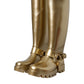 Metallic Gold Rubber PVC Rain Boots Shoes