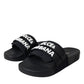 Black Logo Beachwear Flats Sandals Shoes