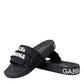 Black Logo Beachwear Flats Sandals Shoes