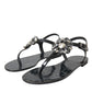 Black Crystal Flats Sandals Flip Flops Shoes