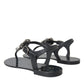 Black Crystal Flats Sandals Flip Flops Shoes