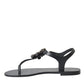 Black Crystal Flats Sandals Flip Flops Shoes