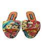 Multicolor Floral Brocade Logo Flats Sandals Shoes