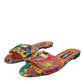 Multicolor Floral Brocade Logo Flats Sandals Shoes