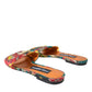 Multicolor Floral Brocade Logo Flats Sandals Shoes