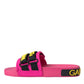 Pink Black Logo Beachwear Flats Sandals Shoes