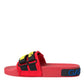 Red Black Logo Beachwear Flats Sandals Shoes