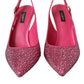 Pink Strass Crystal Heels Slingbacks Shoes