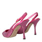 Pink Strass Crystal Heels Slingbacks Shoes