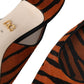 Black Orange Zebra Leather Slingbacks Shoes