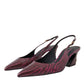 Maroon Zebra Leather Heels Slingbacks Shoes